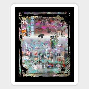 Japan City Night Streets View Collage Art 91 Magnet